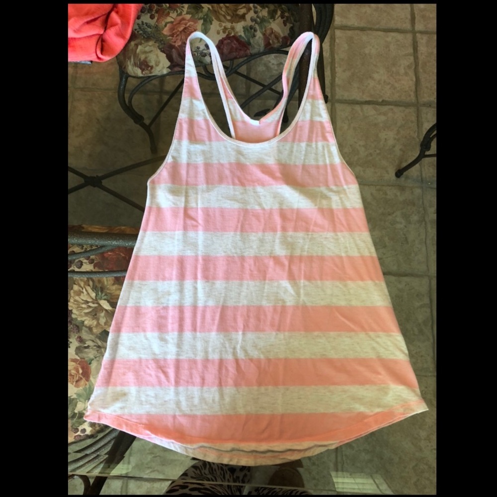 EUC Lululemon Racerback Tank Size 2 Pink Stripe